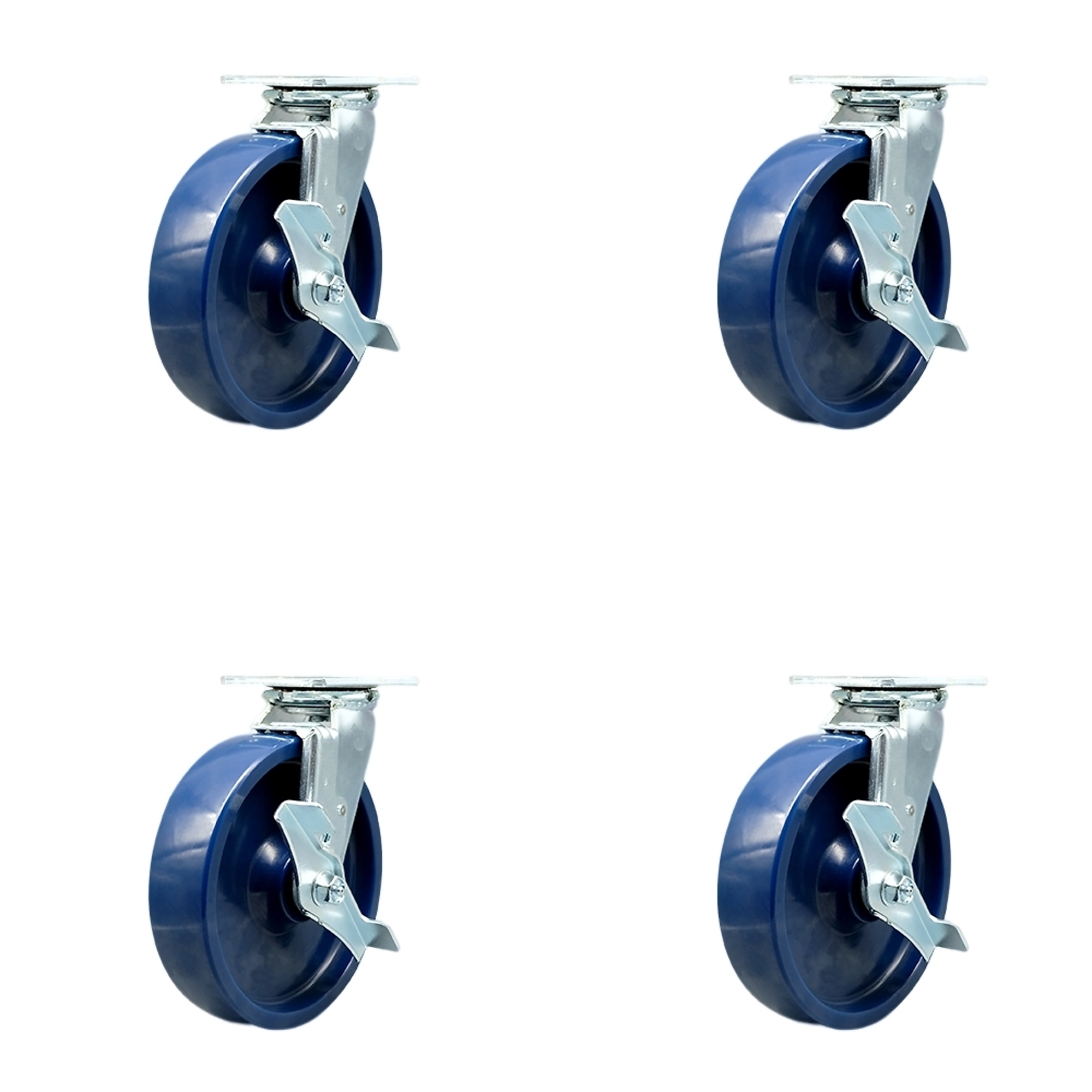 Service Caster, 8in. x 2in. Plate Casters, Wheel Diameter 8 in, Caster Type Swivel, Package (qty.) 4, Model# SCC-30CS820-SPUR-TLB-4